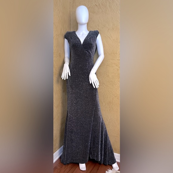 bebe Dresses & Skirts - Bebe long black and silver shimmery dress